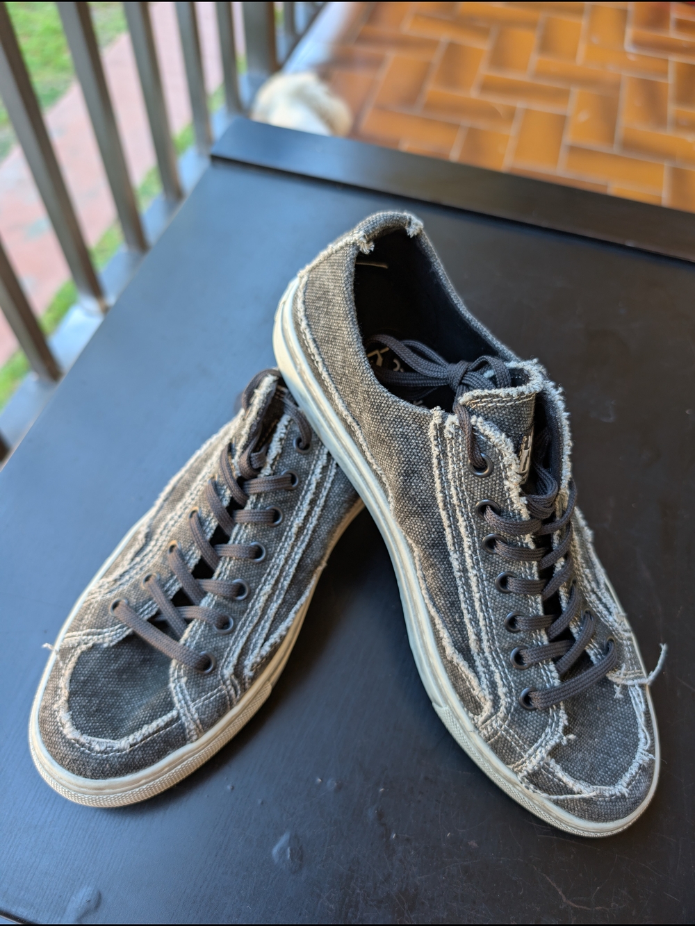 Sneaker Nothing New Women's Size 7Wide Black w White Stitching/Trim 24cm